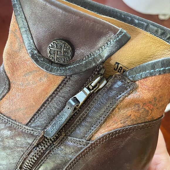 J.B. Dillon Women's Leather Western Ankle Boots With Paisley Design- sz 7 - Picture 8 of 12
